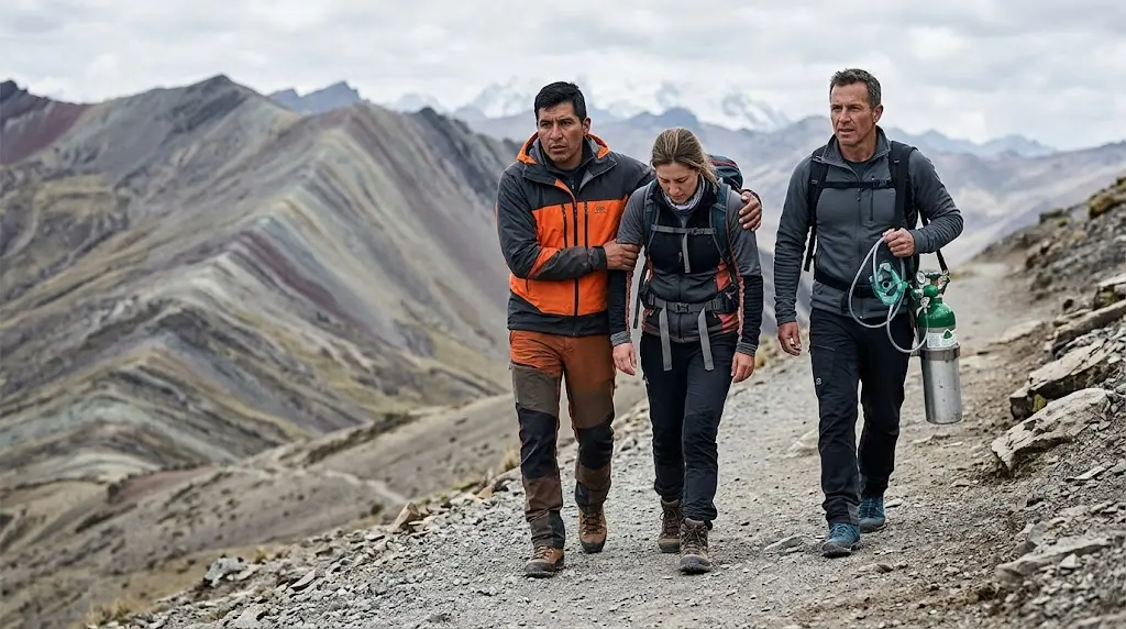 Identifying severe red flags requiring an altitude sickness medical emergency peru descent protocol on high mountain trails.
